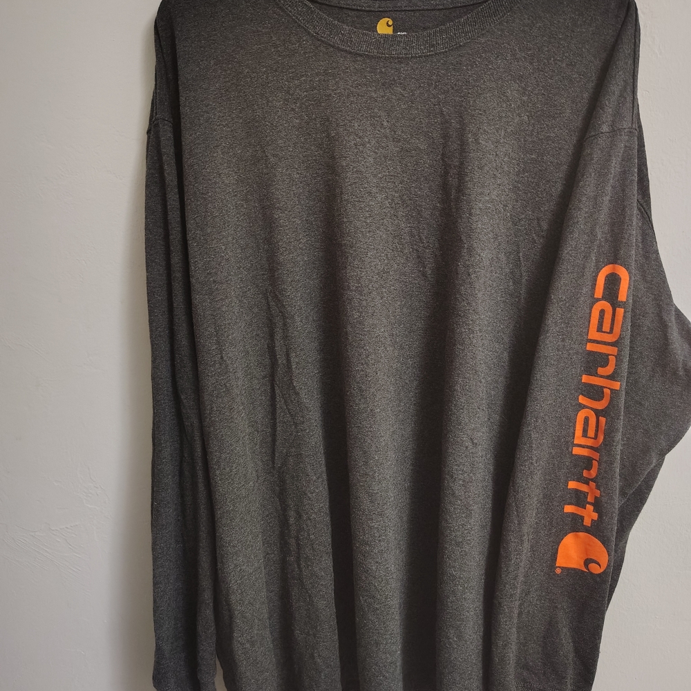 Carhartt Dark Gray Long Sleeve Tee with Orange Logo 3XL